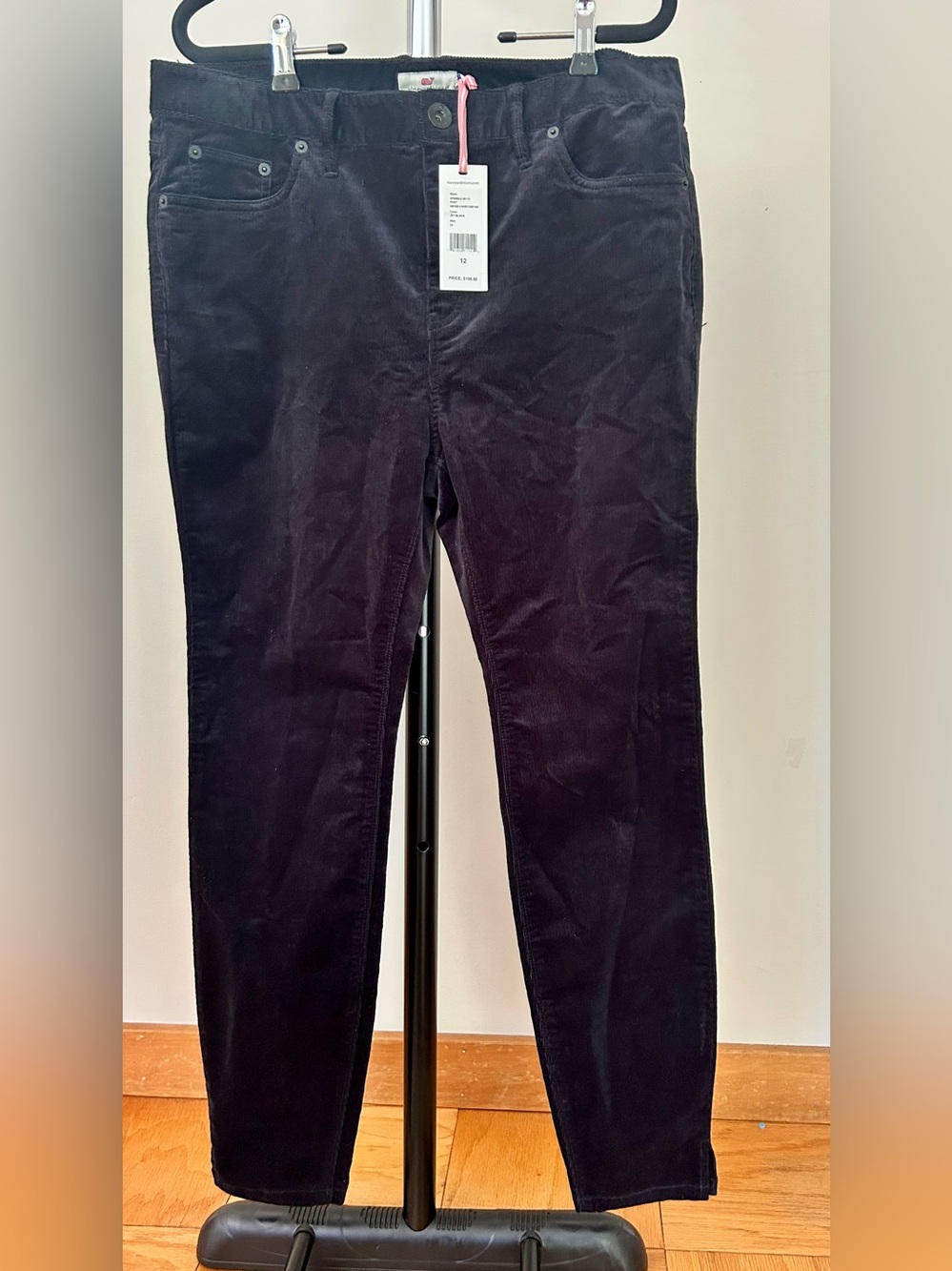 Vineyard Vines Women Jet BLCK Corduroy Skinny Pant High Rise 2P0688 Size 12 NWT